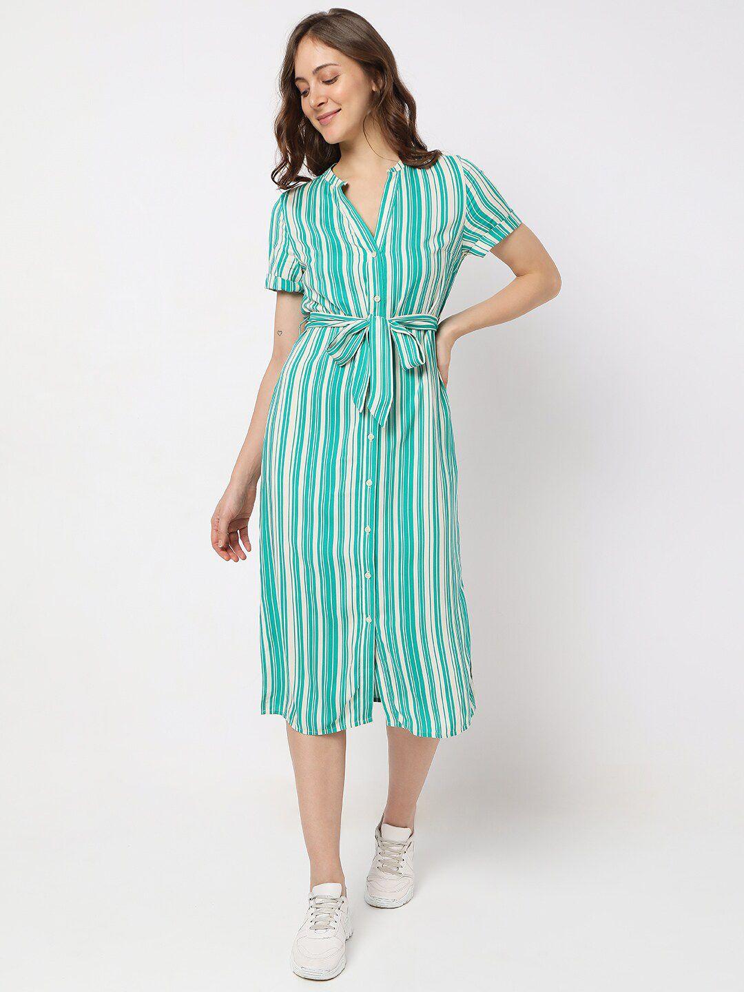 vero moda v-neck striped shirt dress