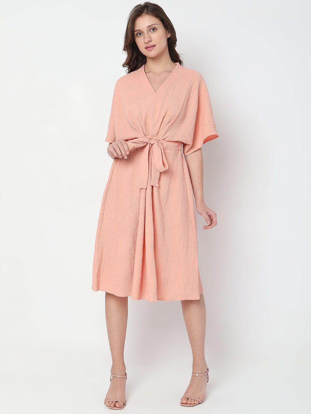 vero moda v-neck wrap style knee length dress