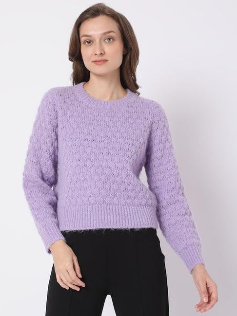 vero moda violet self design sweater