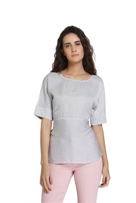 vero moda white & black striped top