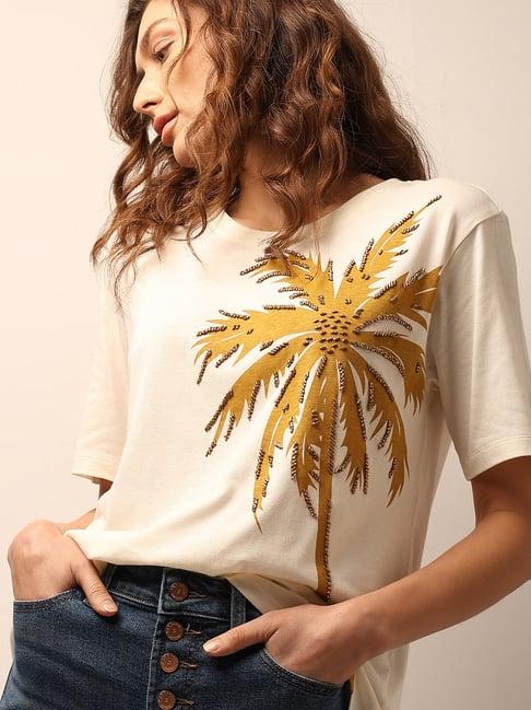 vero moda white embellished t-shirt