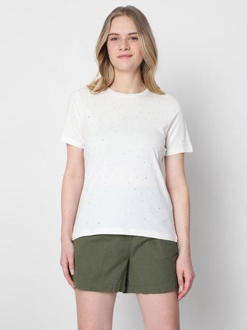 vero moda white embellished t-shirt