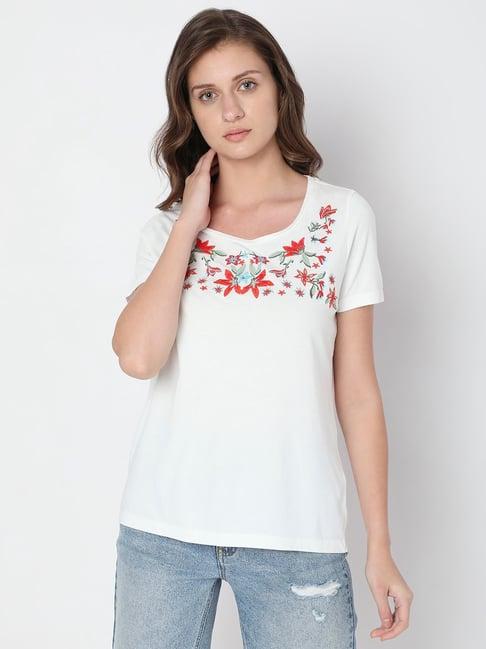 vero moda white embroidered t-shirt