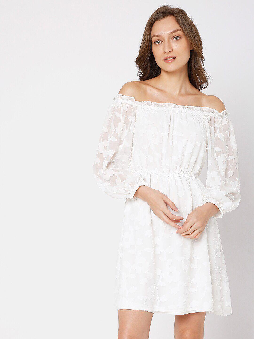 vero moda white floral off-shoulder dress
