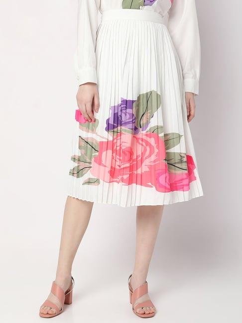 vero moda white floral print skirt