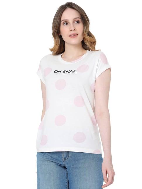 vero moda white polka dot t-shirt