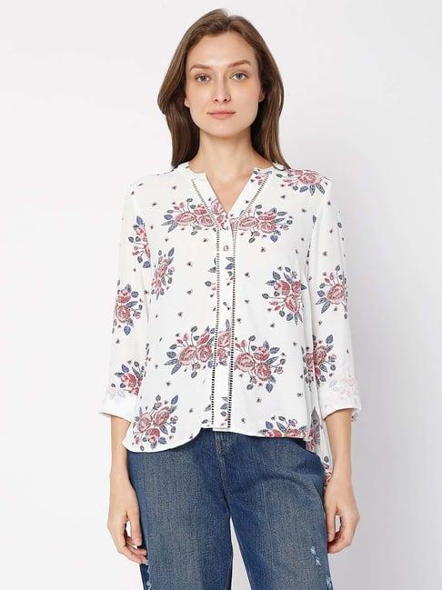 vero moda white printed shirt