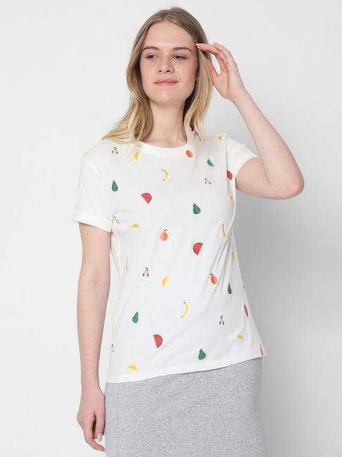 vero moda white printed t-shirt