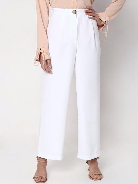 vero moda white relaxed fit high rise pants