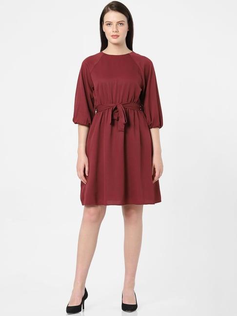 vero moda wine above knee skater dress