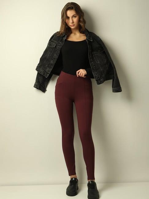 vero moda wine blended skinny fit tights