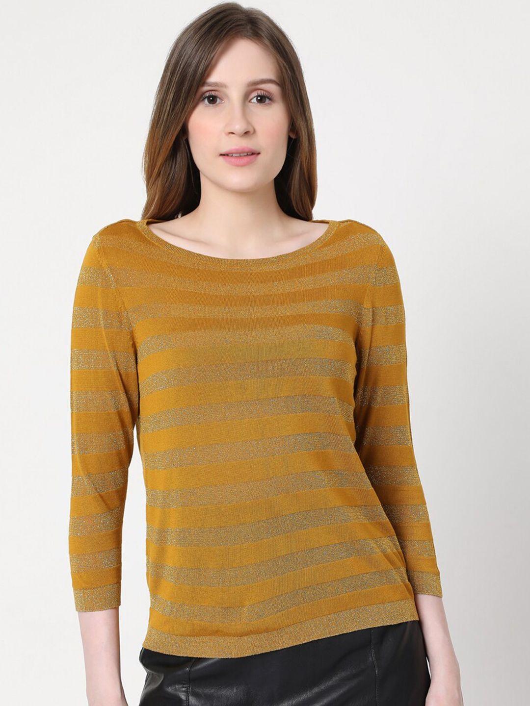 vero moda woman brown striped regular top