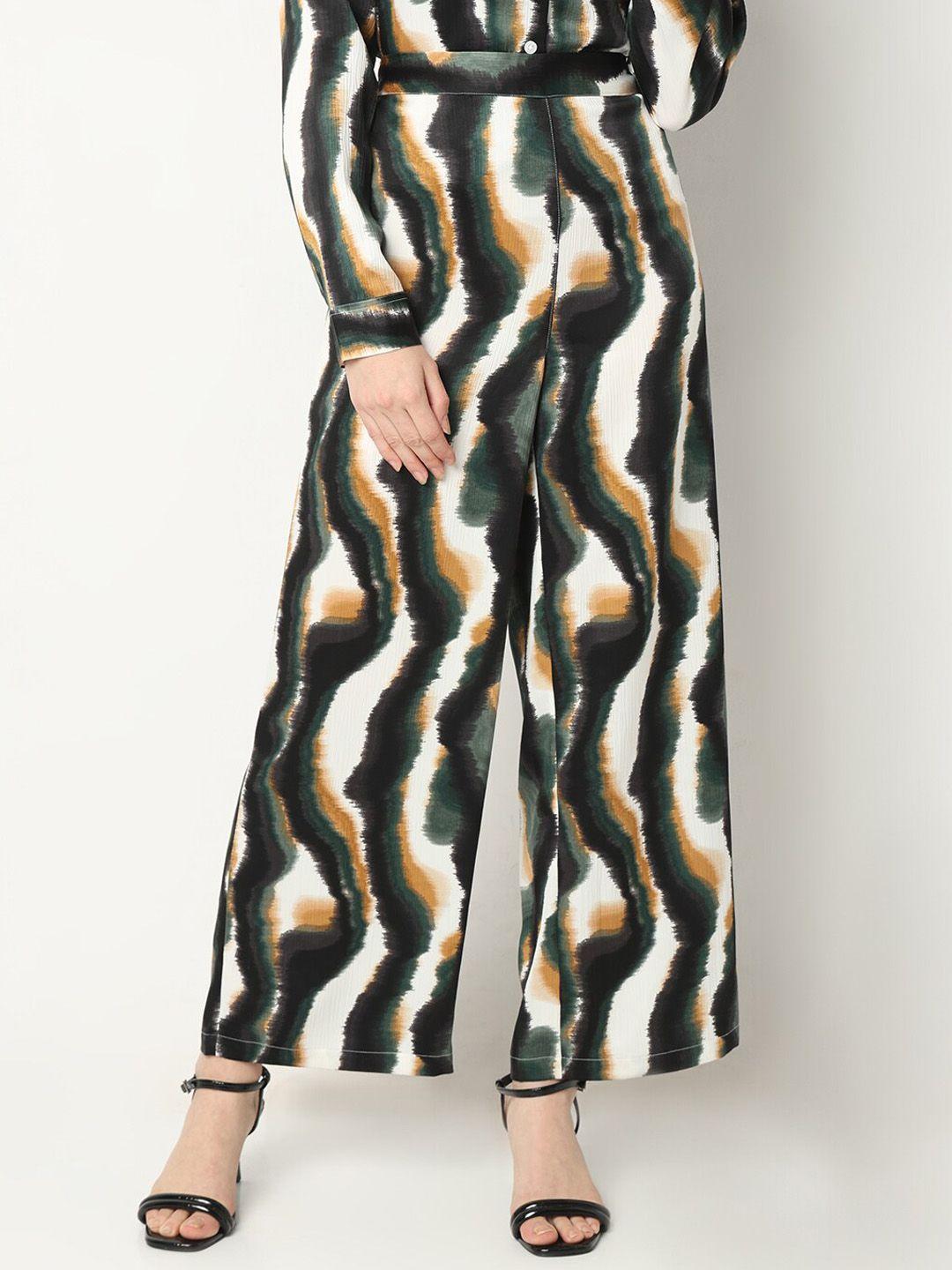 vero moda women abstract printed straight fit high-rise parallel trousers