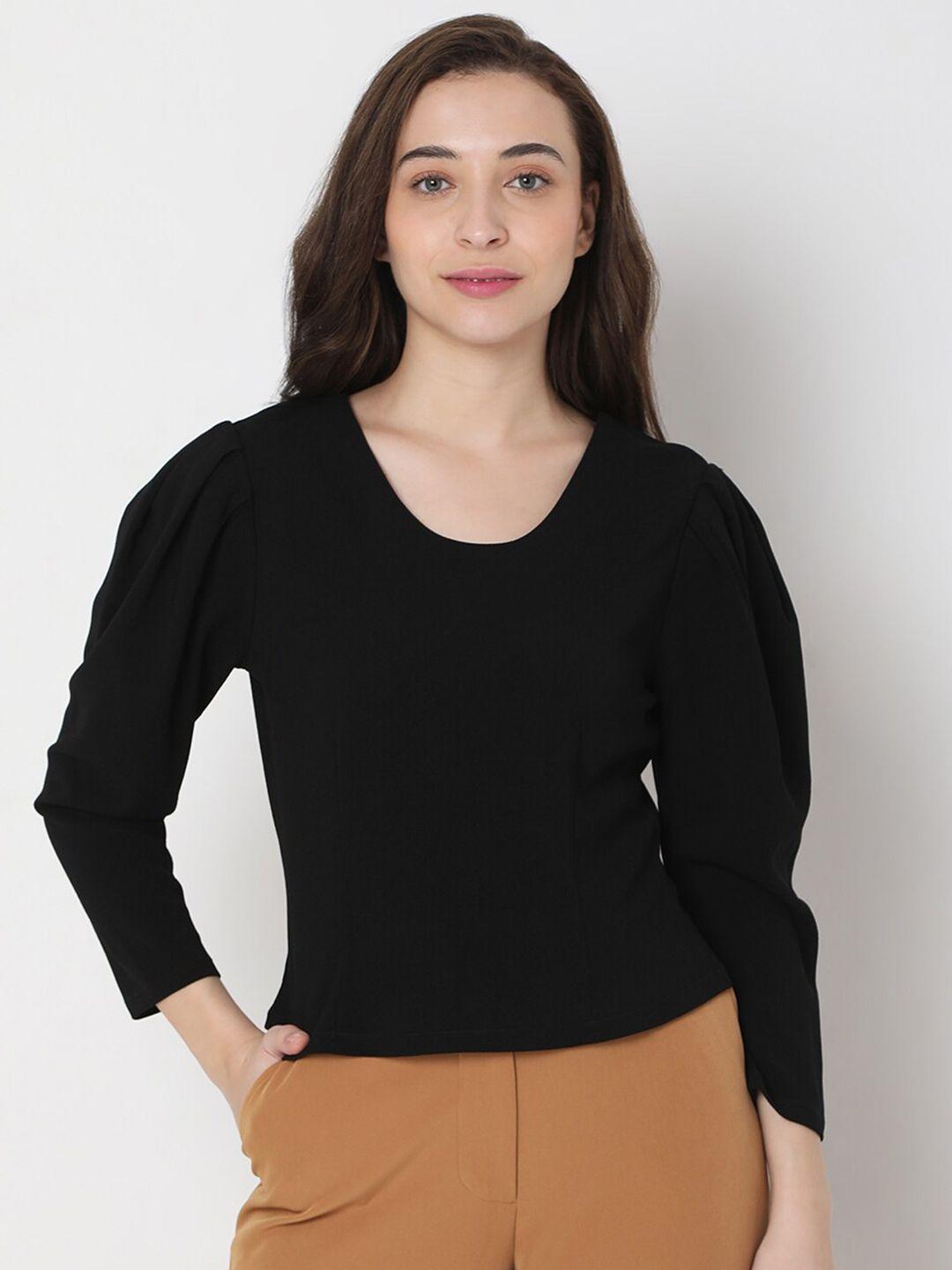 vero moda women black styled back top