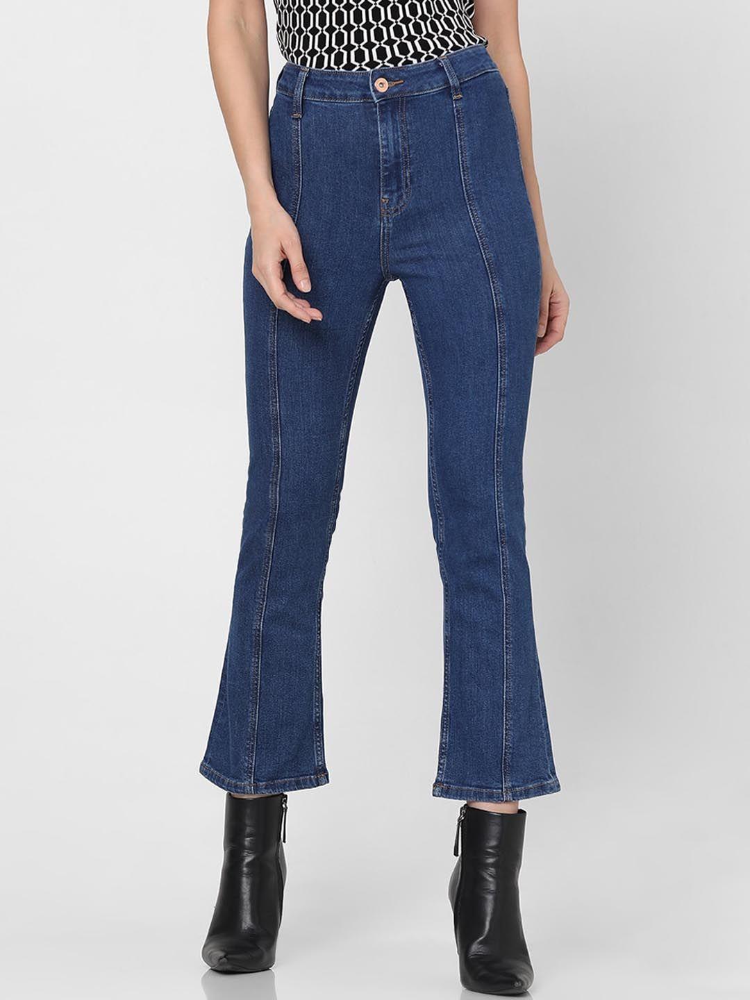 vero moda women blue bootcut high-rise stretchable jeans