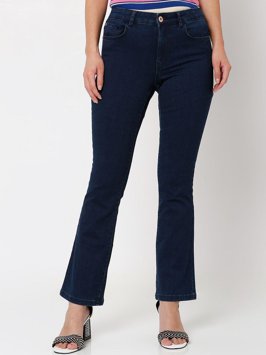 vero moda women blue bootcut mid rise jeans