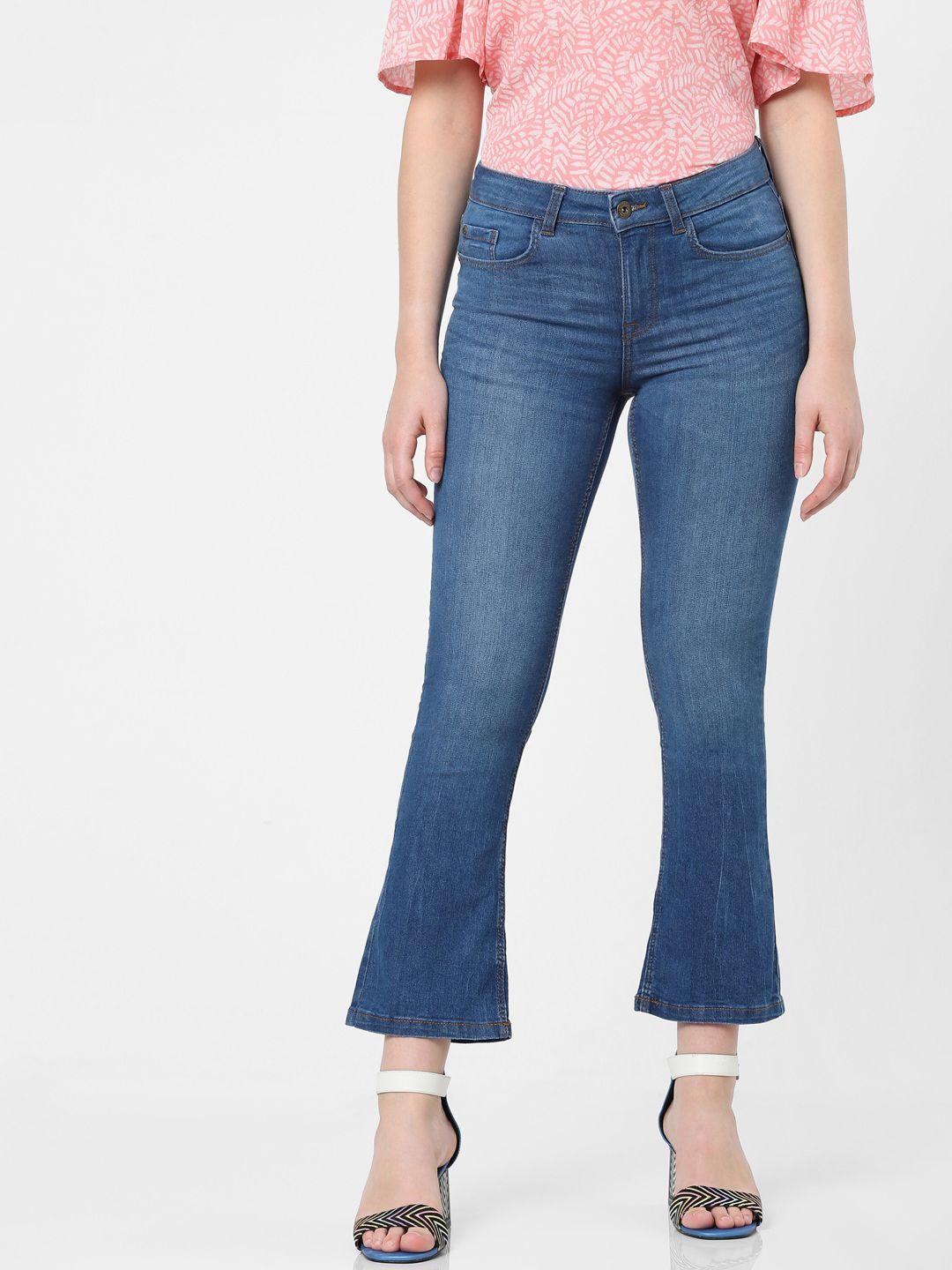 vero moda women blue high-rise light fade stretchable jeans