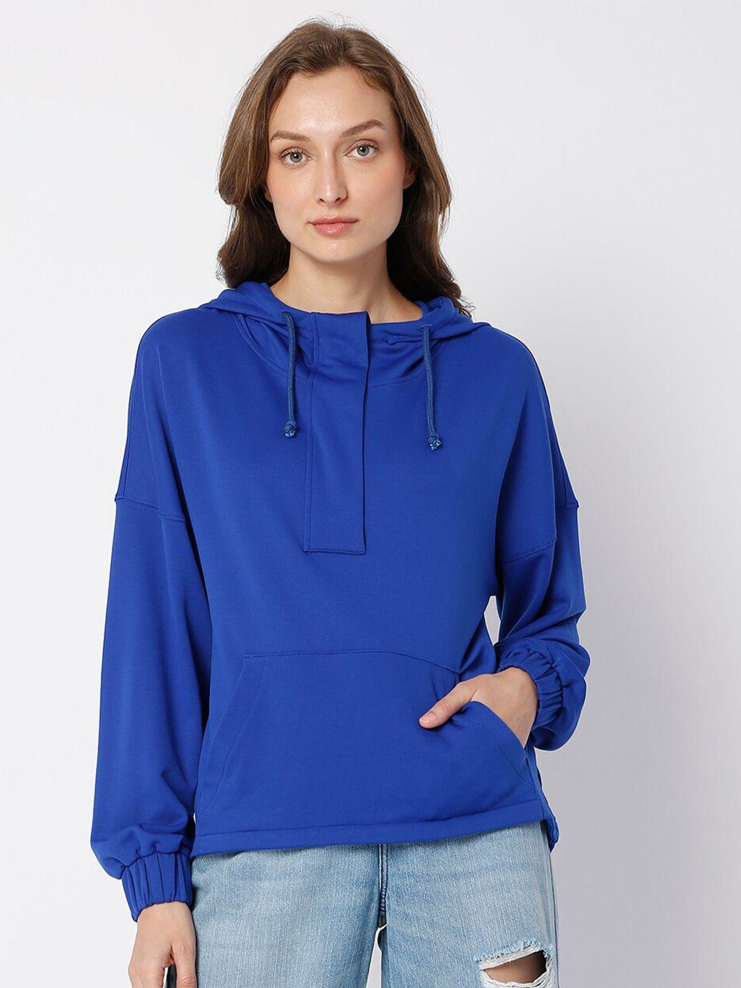 vero moda women blue hooded sweatshirt