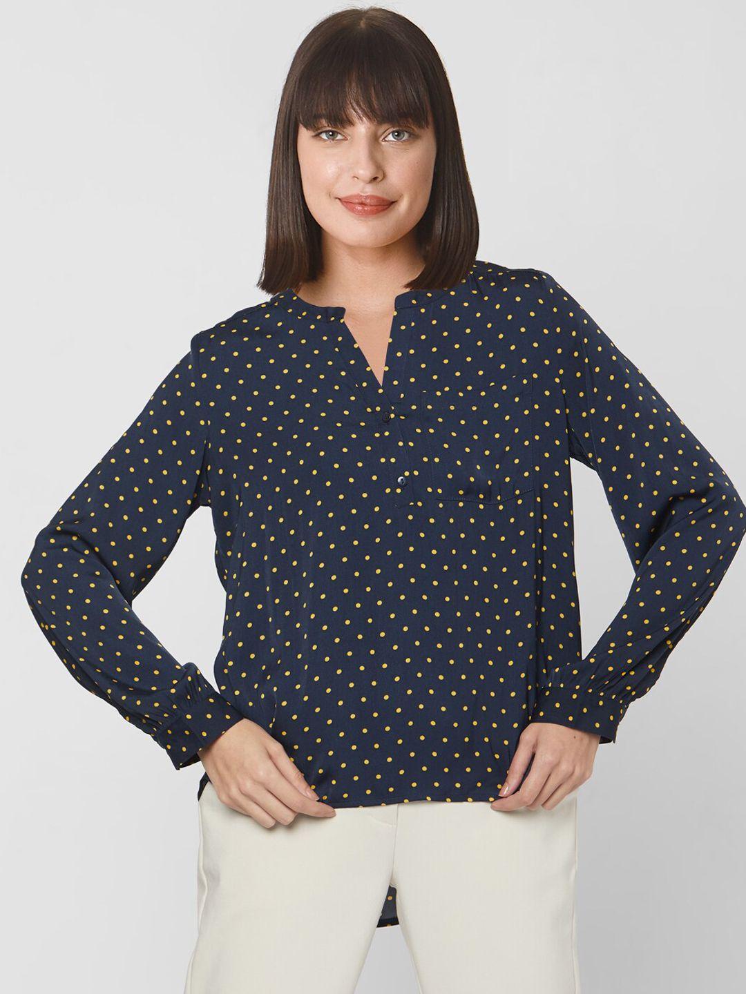 vero moda women blue printed regular top