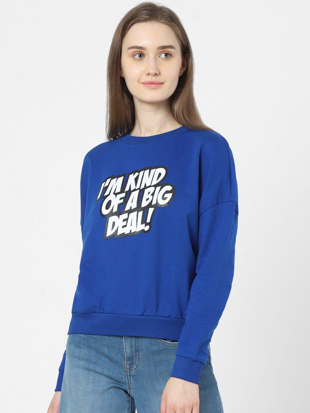 vero moda women blue printed sweatshirt