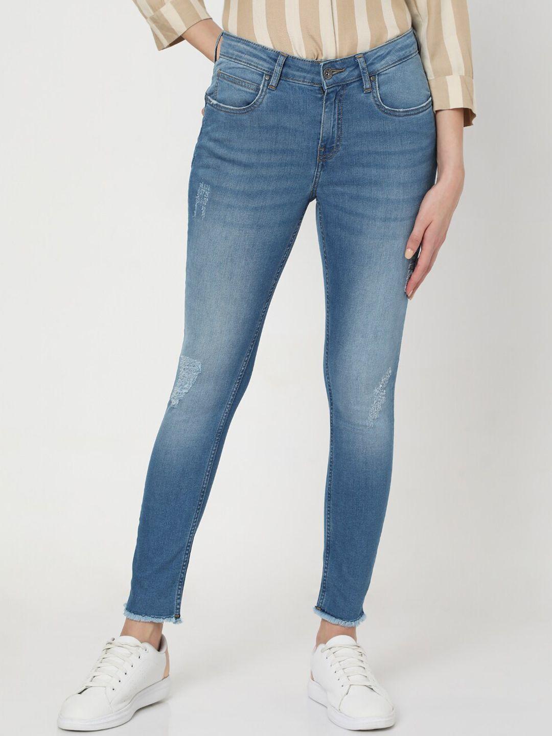 vero moda women blue skinny fit light fade jeans