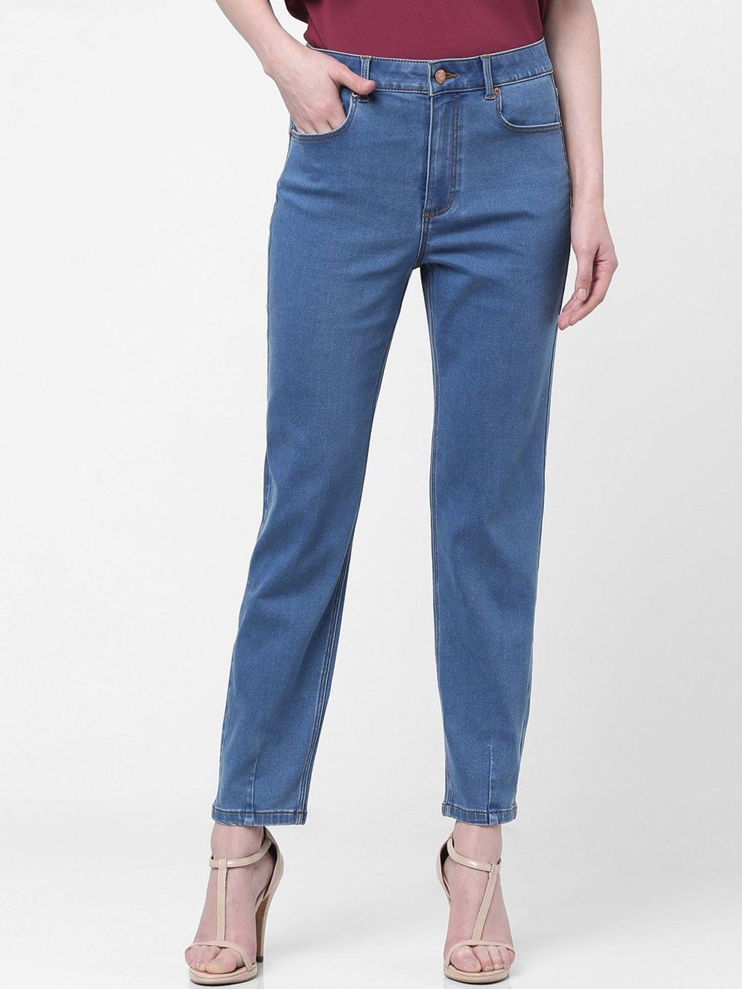 vero moda women blue slim fit high-rise jeans