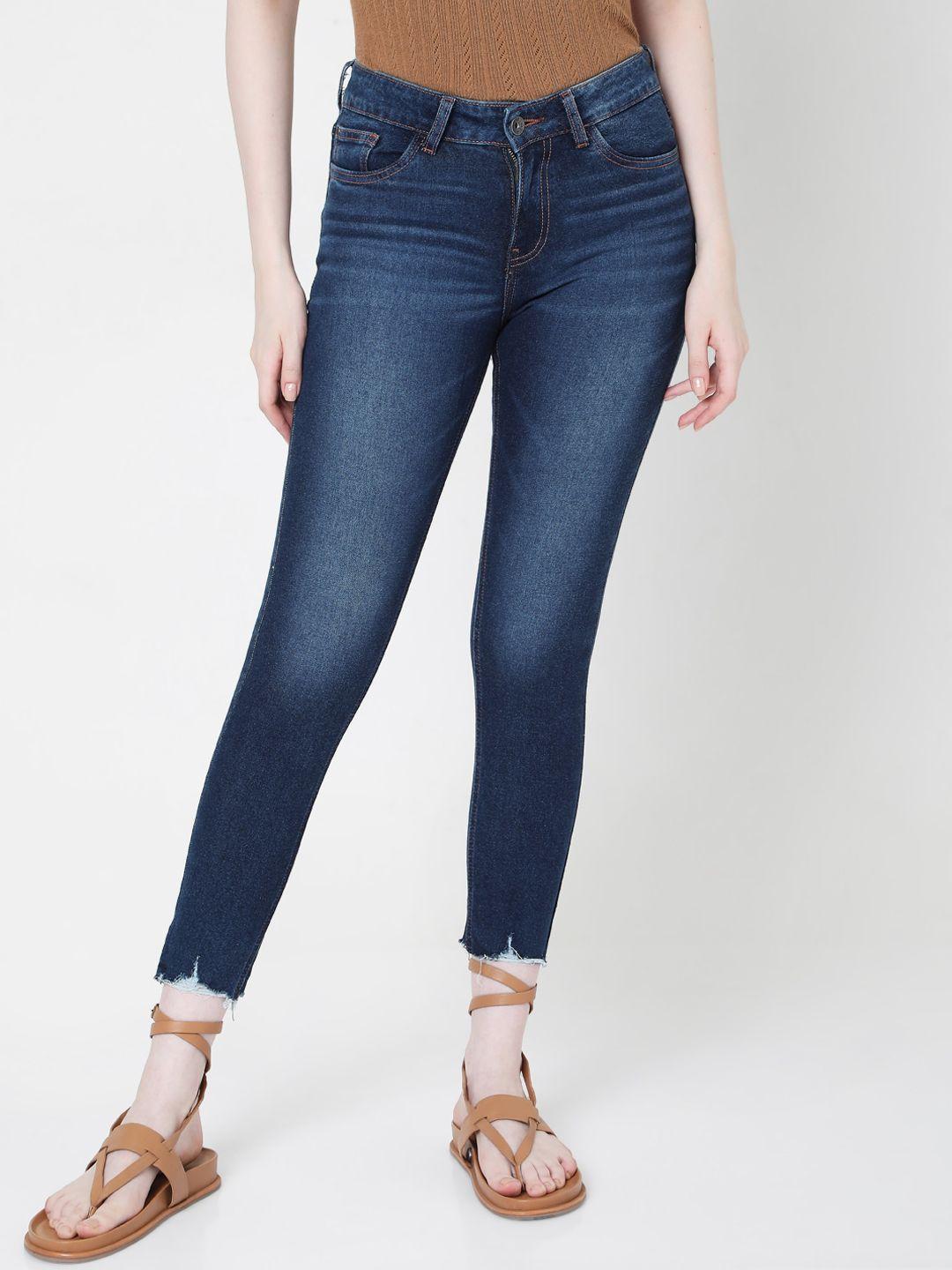 vero moda women blue slim fit light fade jeans