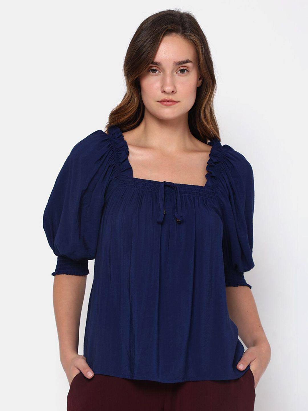 vero moda women blue solid top