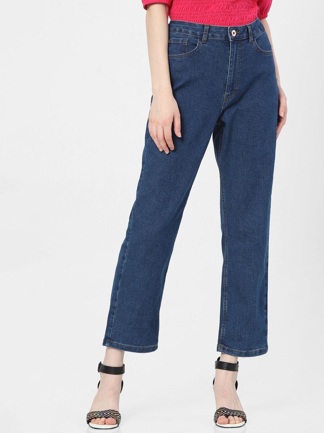 vero moda women blue wide leg high-rise stretchable jeans