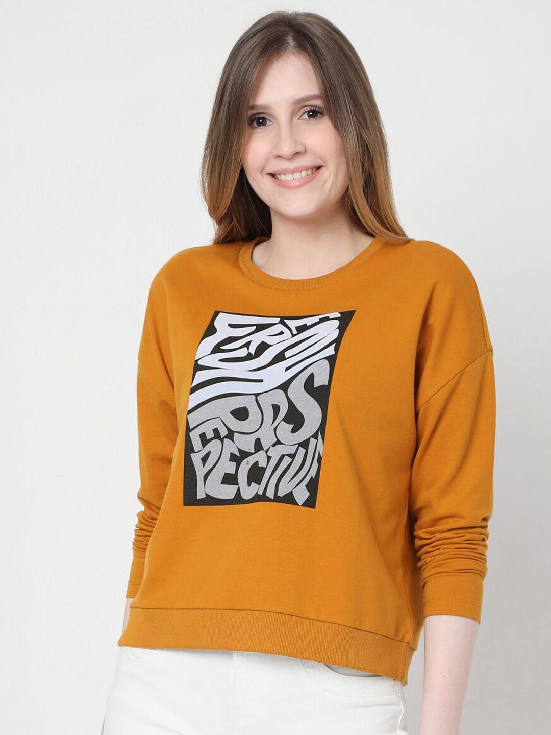 vero moda women brown printed cotton sweatshirt