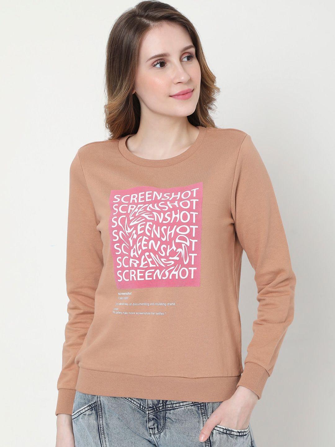 vero moda women brown printed sweatshirt