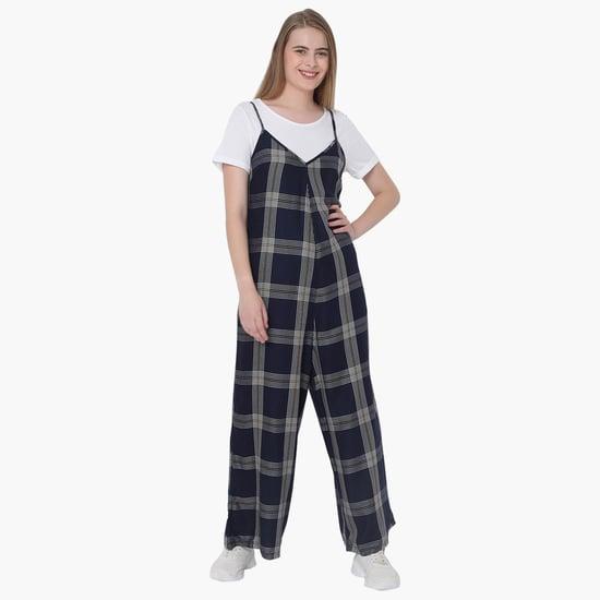 vero moda women checked sleeveless jumpsuit