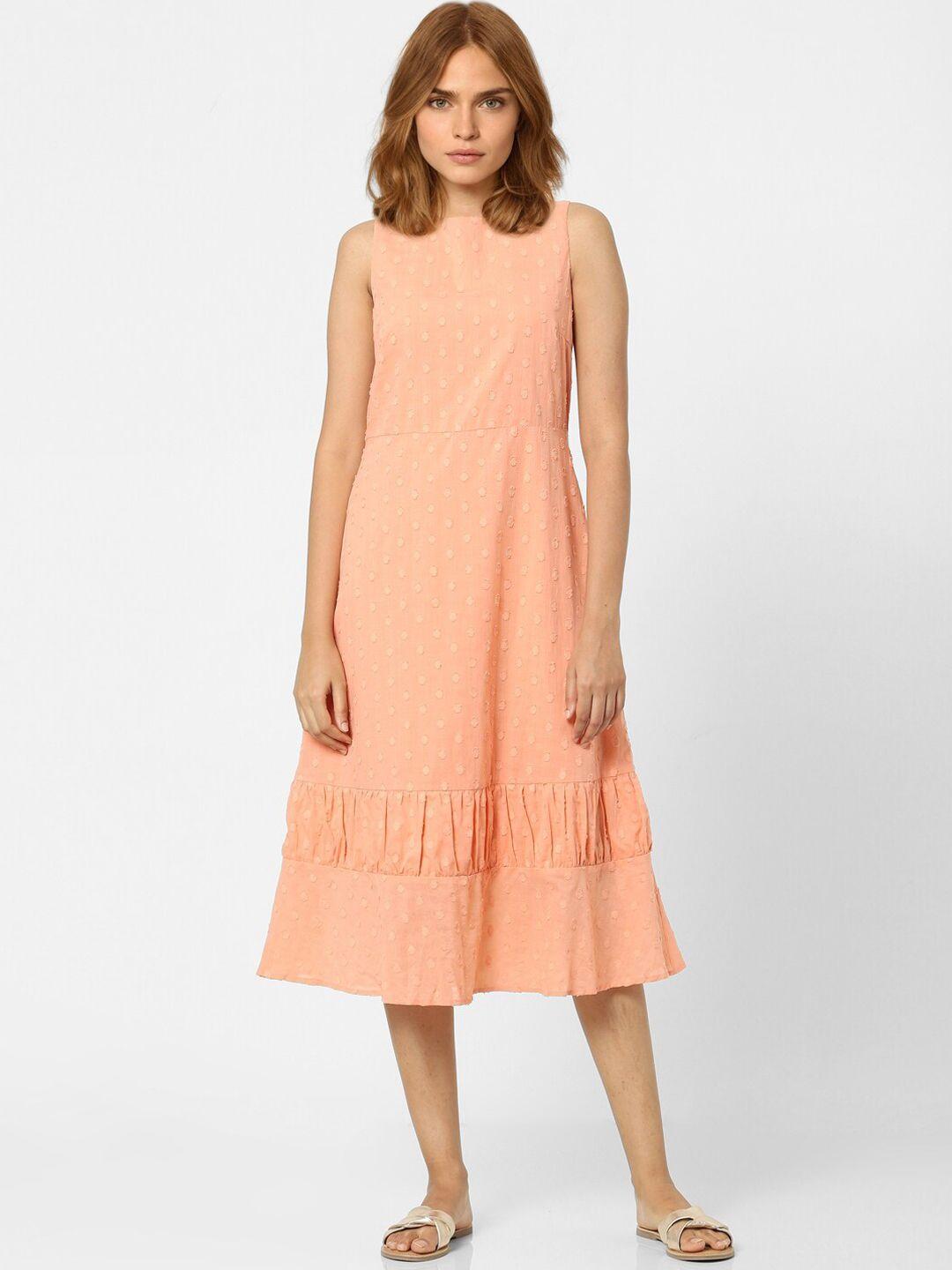 vero moda women coral orange a-line midi dress