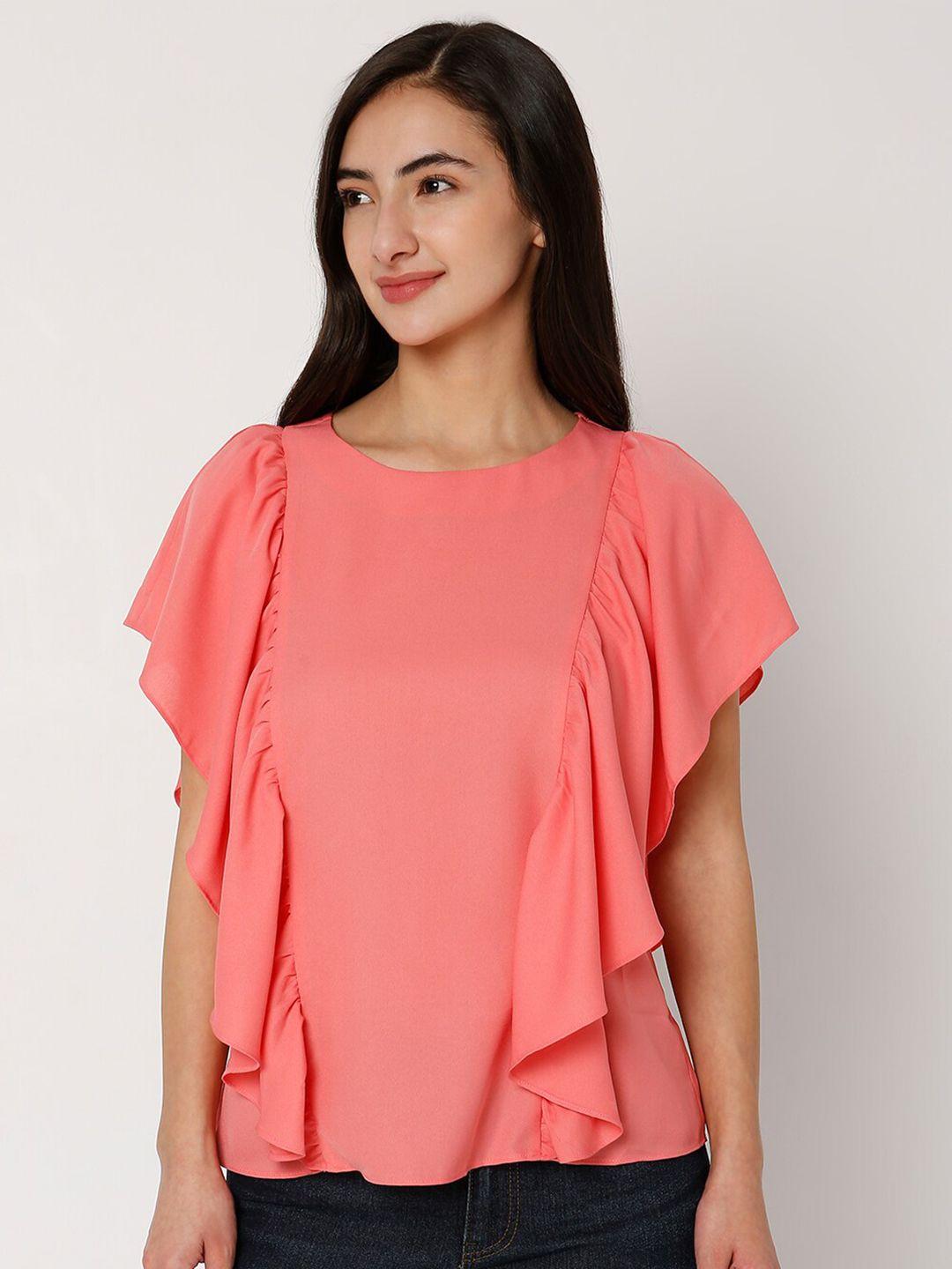 vero moda women coral ruffles top