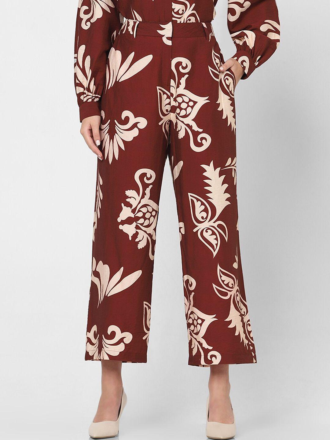 vero moda women floral printed cropped parallel trousers