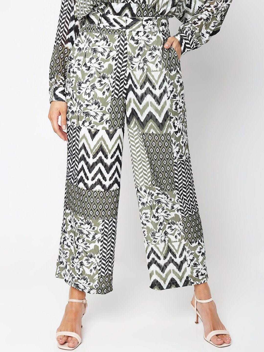 vero moda women floral printed high-rise parallel trousers