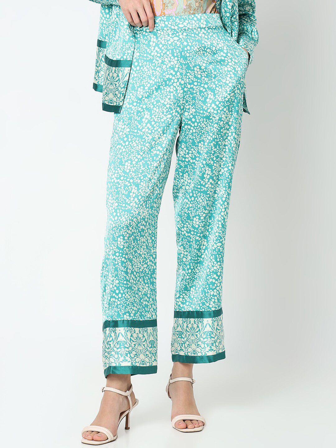 vero moda women floral printed straight fit high-rise trousers