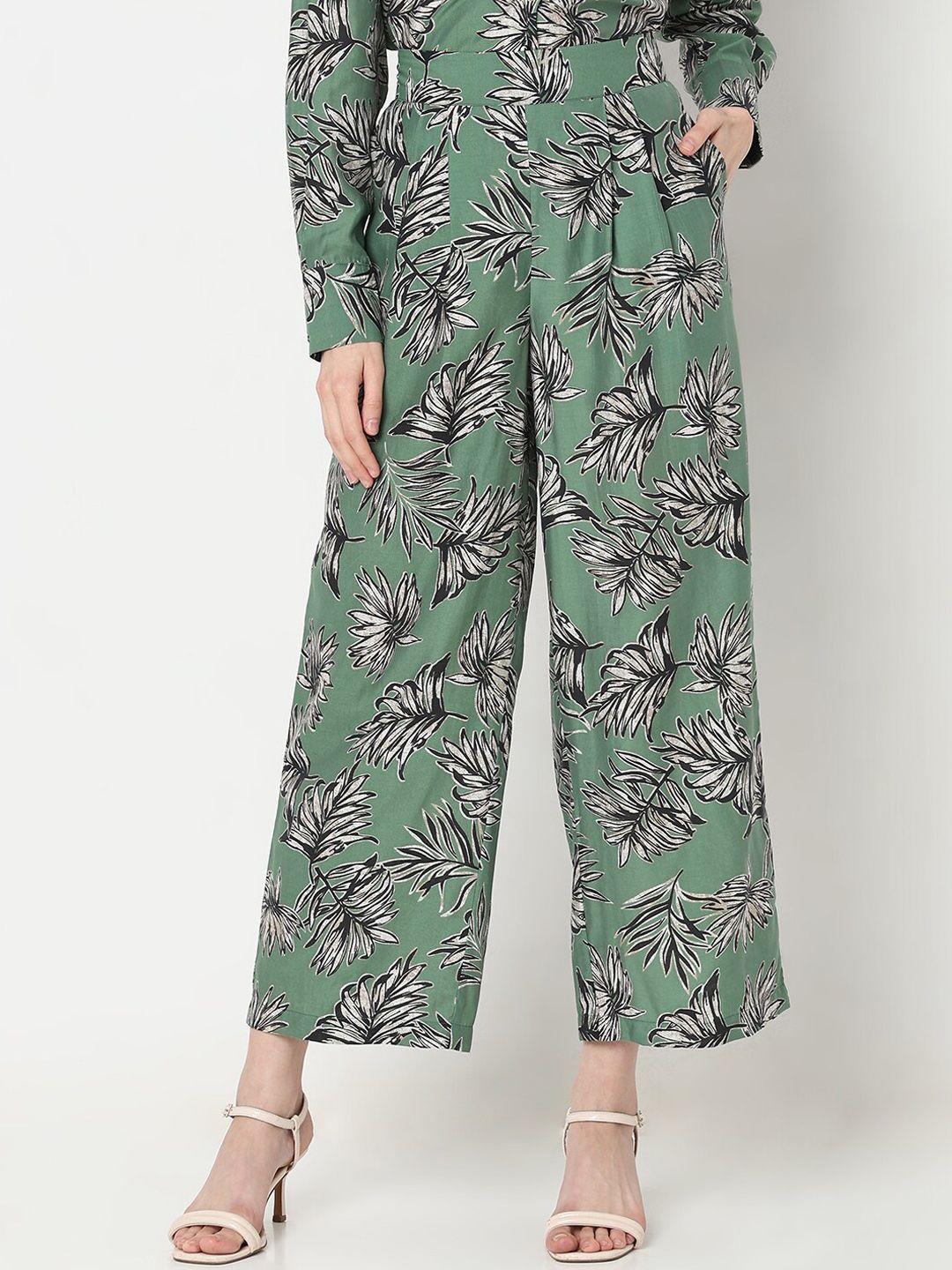 vero moda women floral printed straight fit parallel trousers