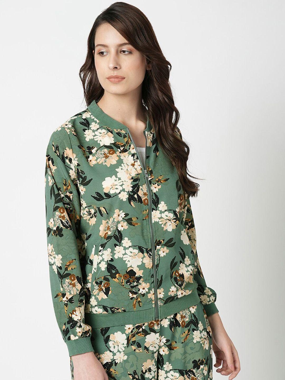 vero moda women green floral lightweight bomber jacket
