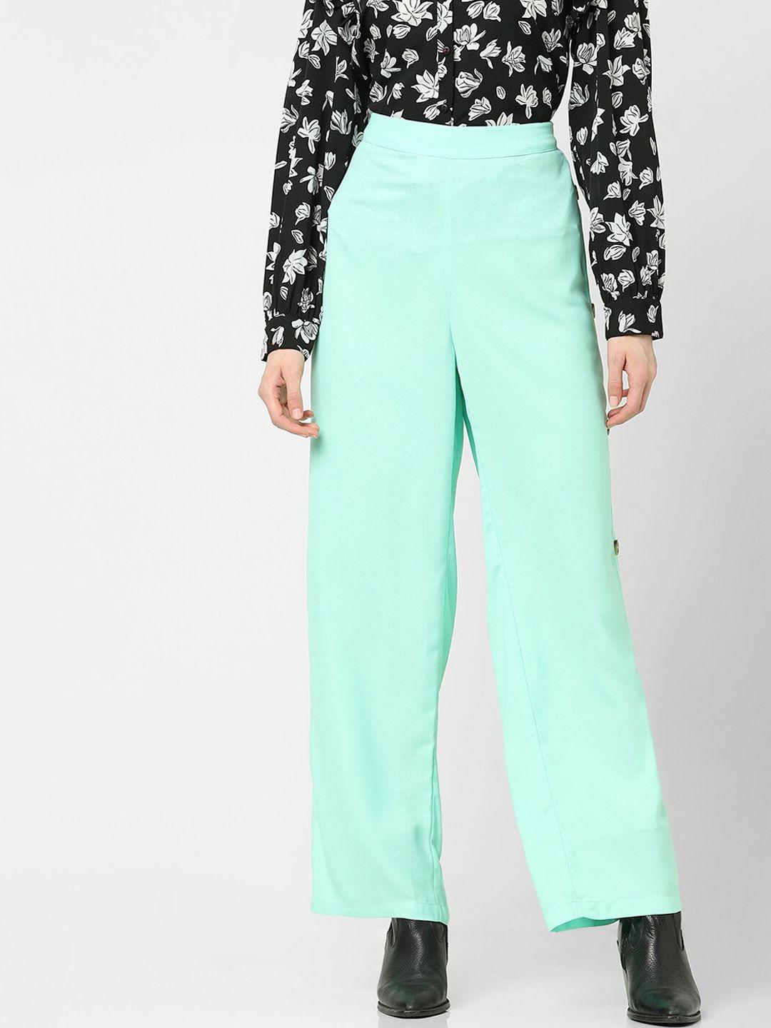 vero moda women green high-rise parallel trousers