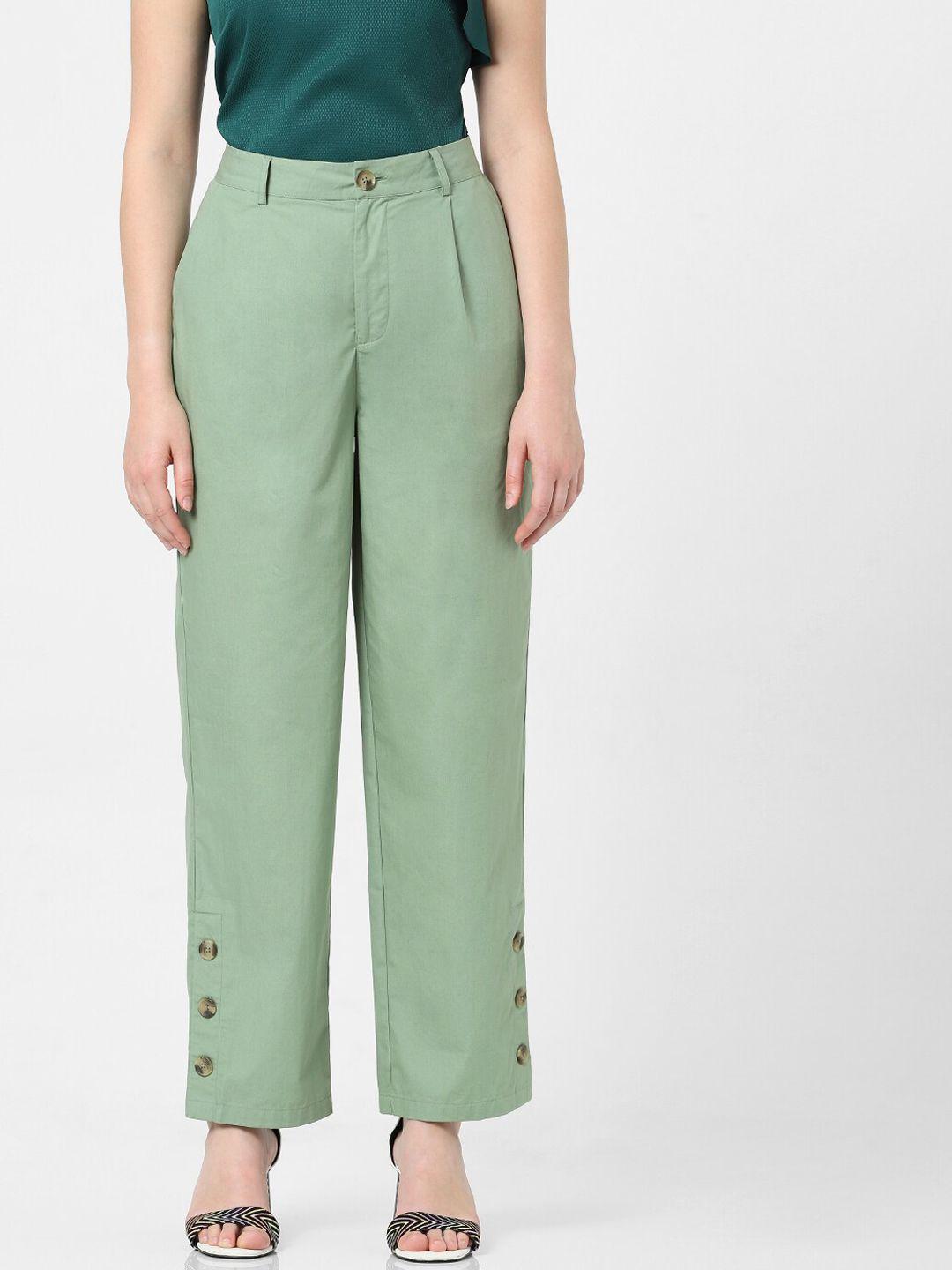 vero moda women green high-rise trouser