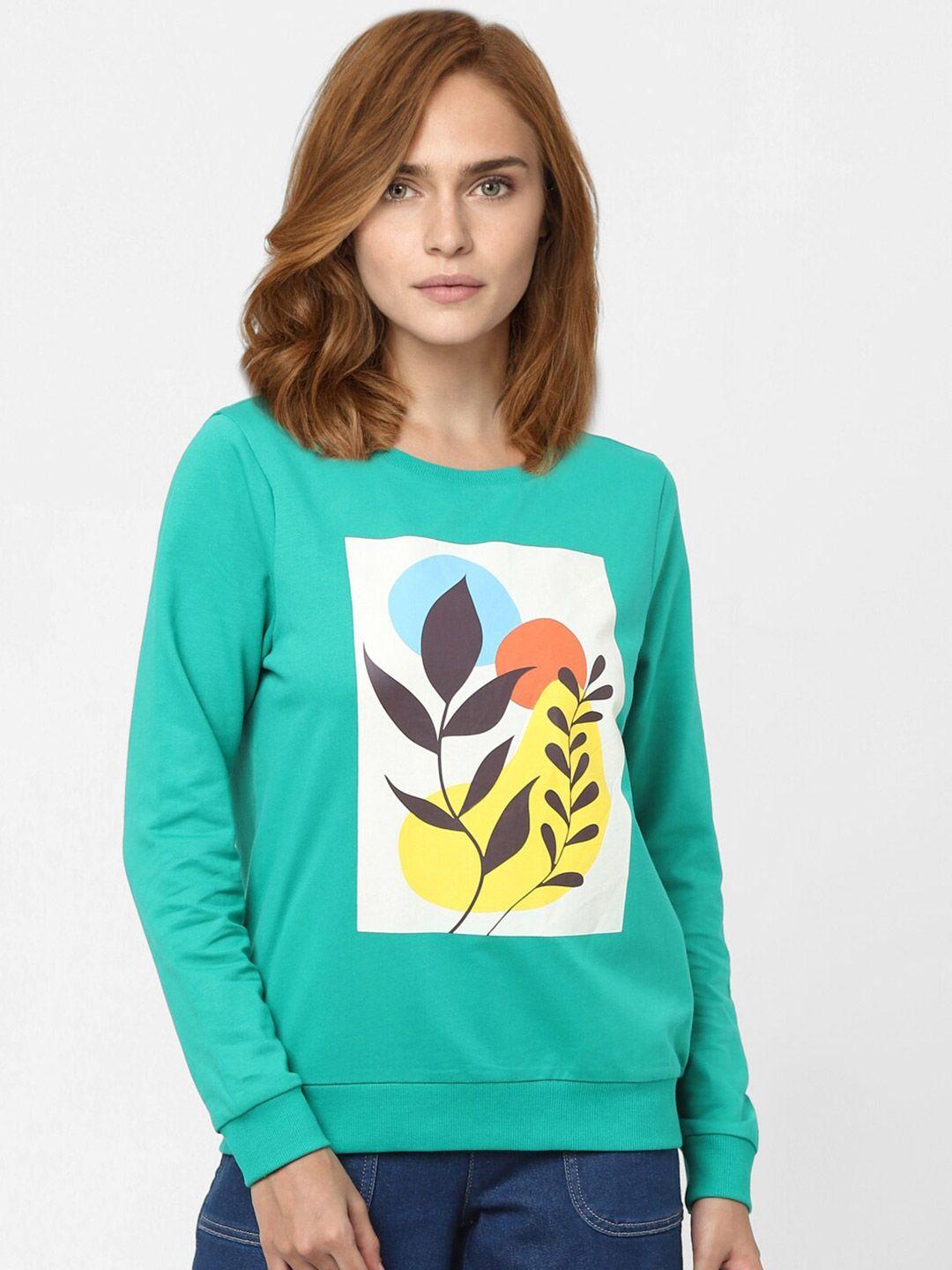 vero moda women green printed sweatshirt