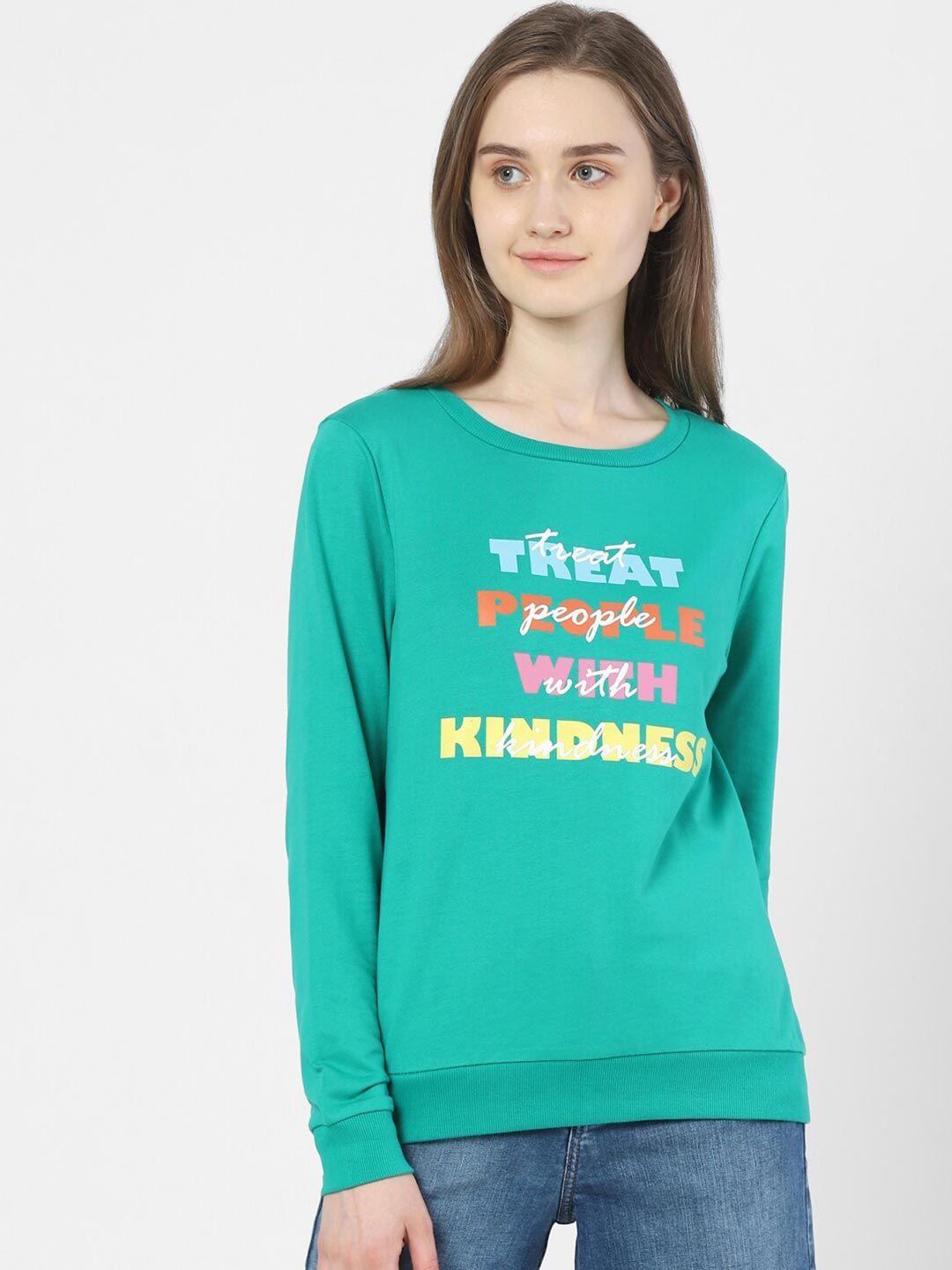 vero moda women green printed sweatshirt