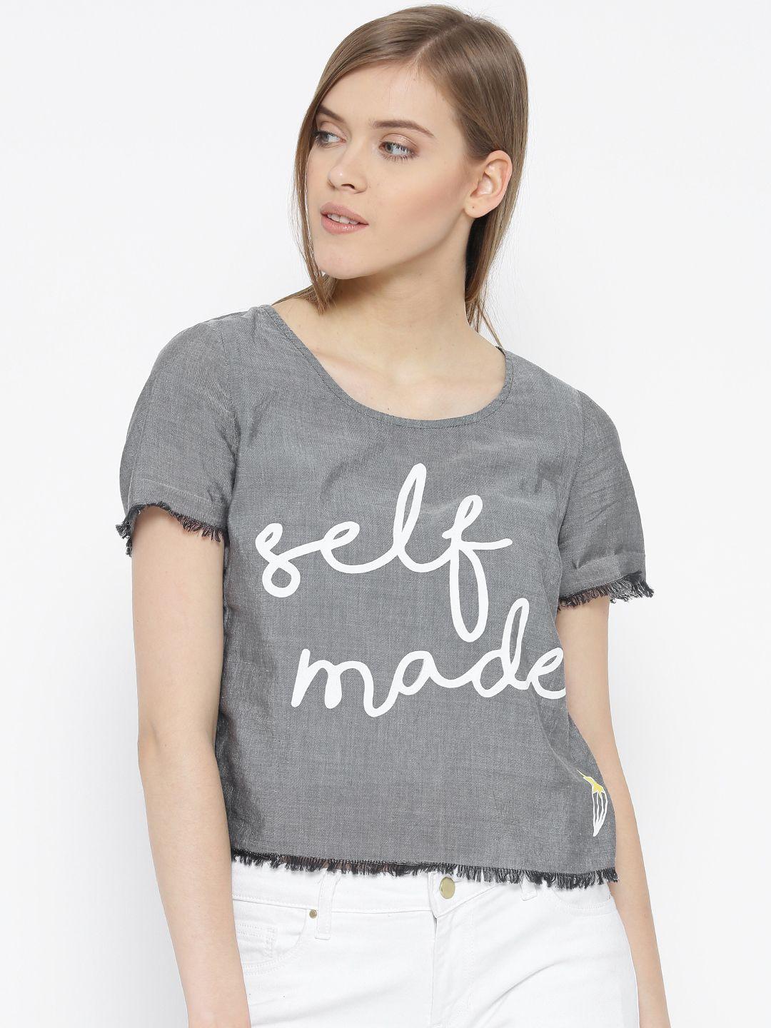 vero moda women grey printed top