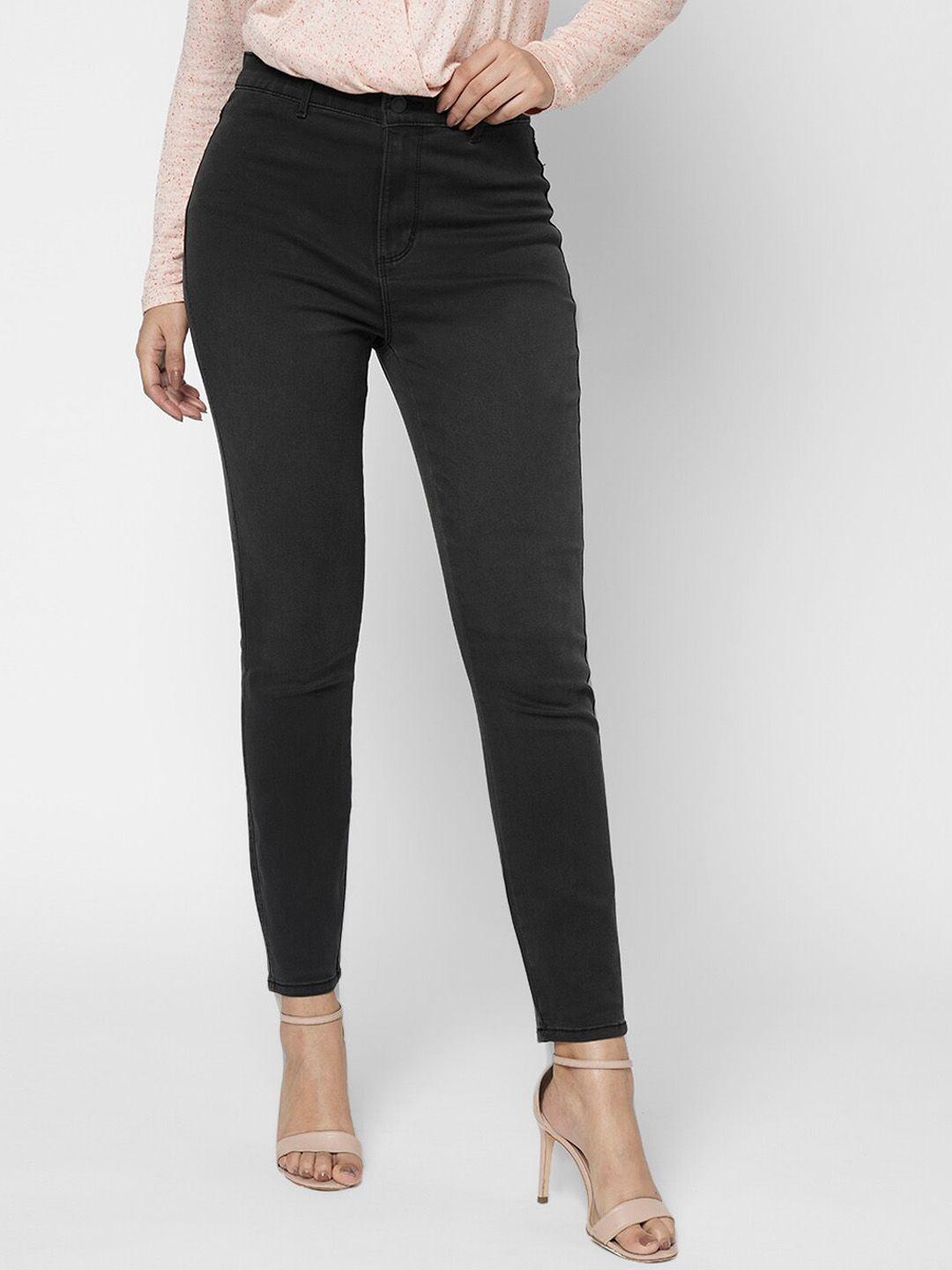 vero moda women grey skinny fit clean look high rise stretchable jeans