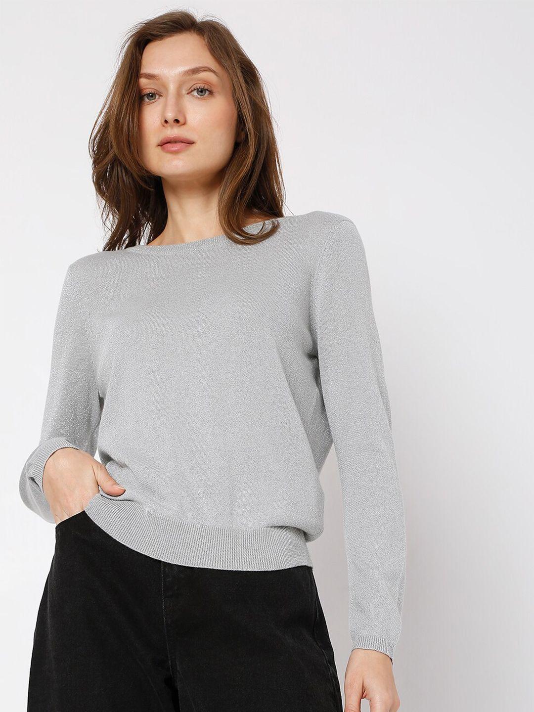 vero moda women grey solid pullover