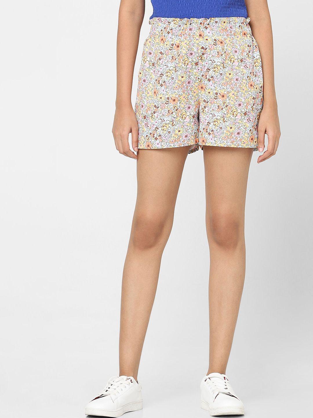 vero moda women multicoloured floral printed shorts