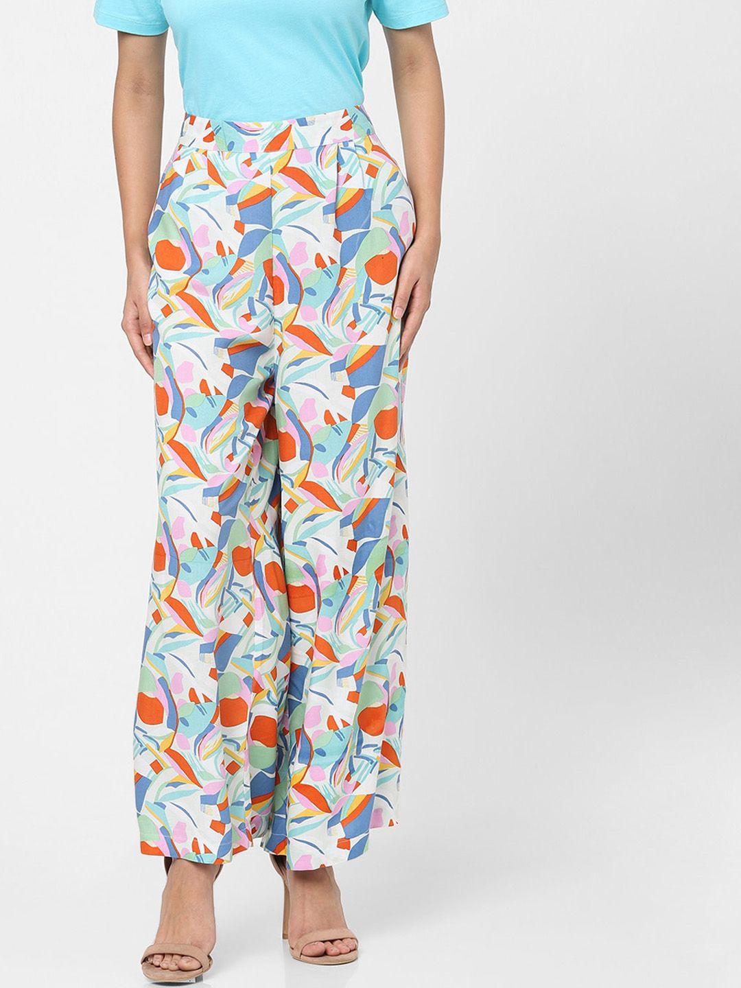 vero moda women multicoloured printed trousers