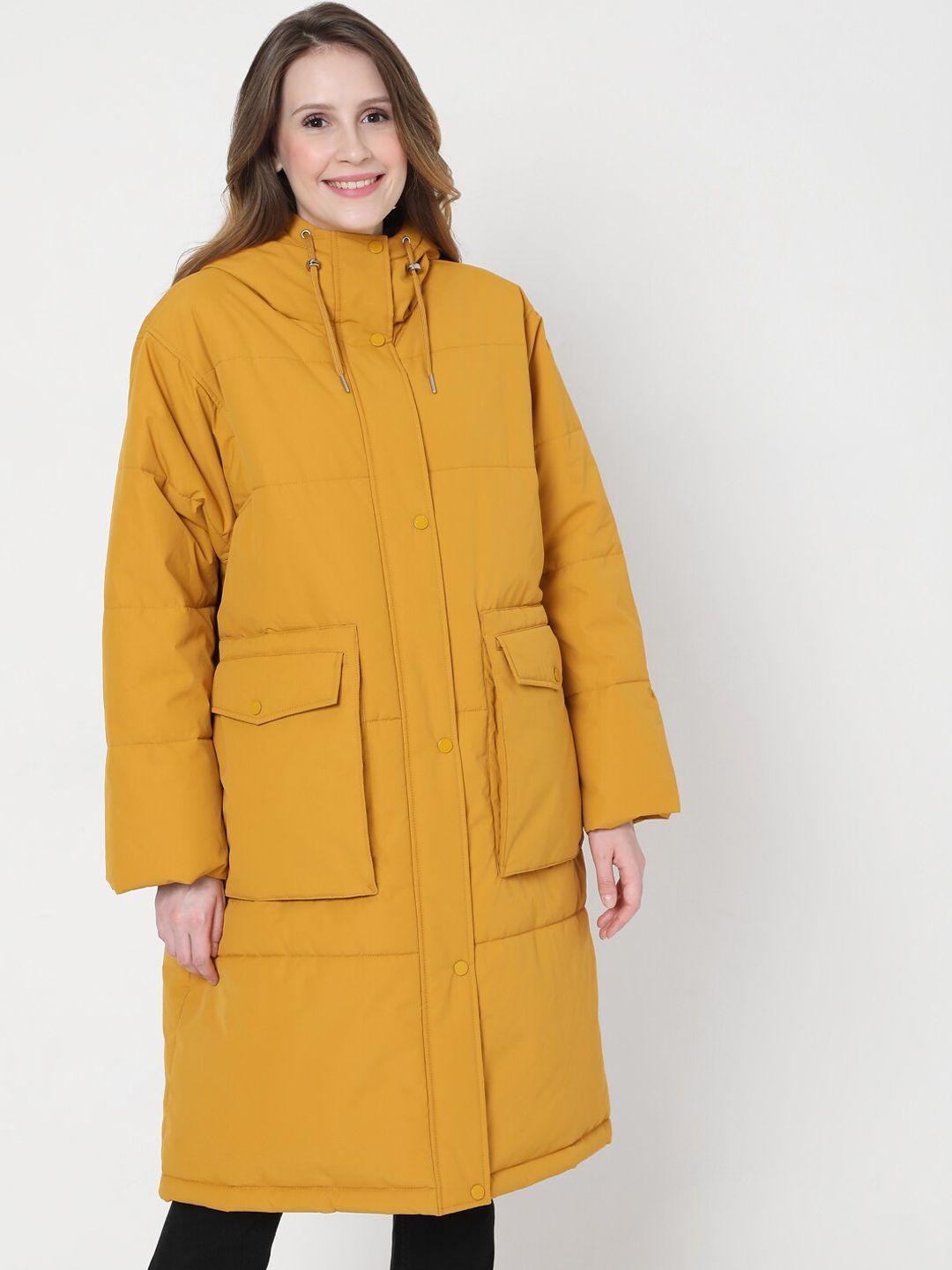 vero moda women mustard longline padded jacket