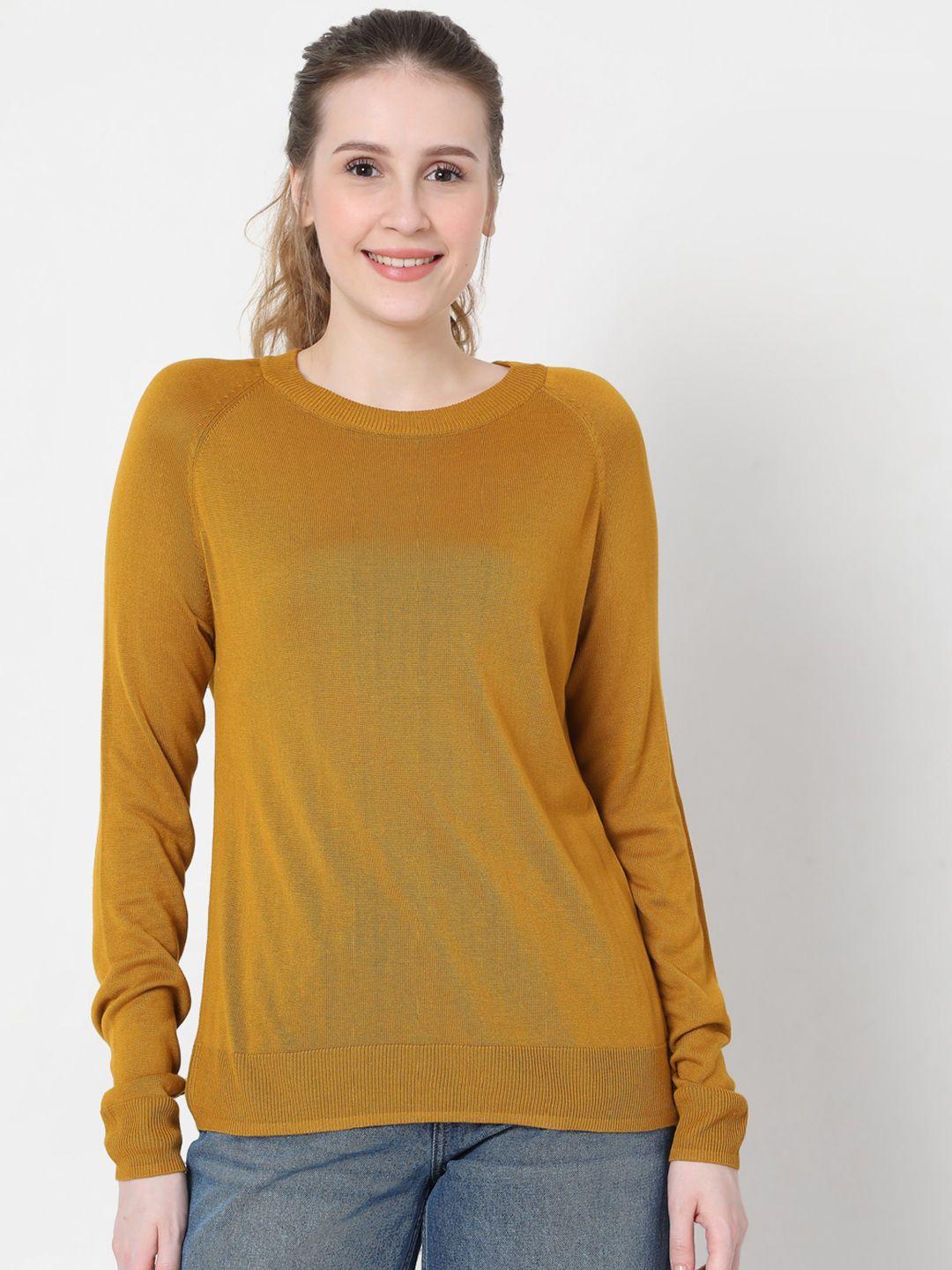 vero moda women mustard pullover sweater